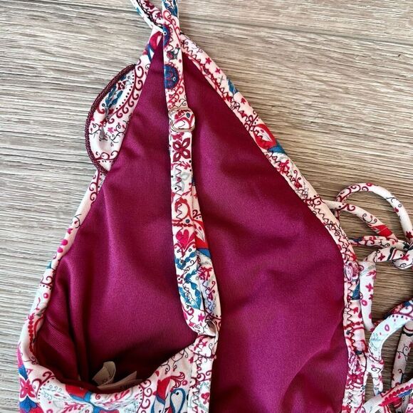 Goldenpoint Women's Multicolor Open Back Lace Up Ruffle Swimsuit Size 2 - Picture 7 of 9